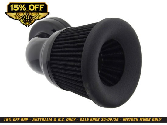 Velocity 90° Air Cleaner Kit - Black. Fits Softail 2000-2015, Dyna 1999-2017, Touring 1999-2007 with CV Carb or Cable Operated Delphi EFI - Arlen Ness