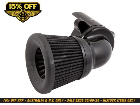 90 Degree Velocity Air Cleaner Kit - Black. Fits Indian Touring & Cruiser 2014up with 111ci or 116ci Thunderstroke Engines. - Arlen Ness