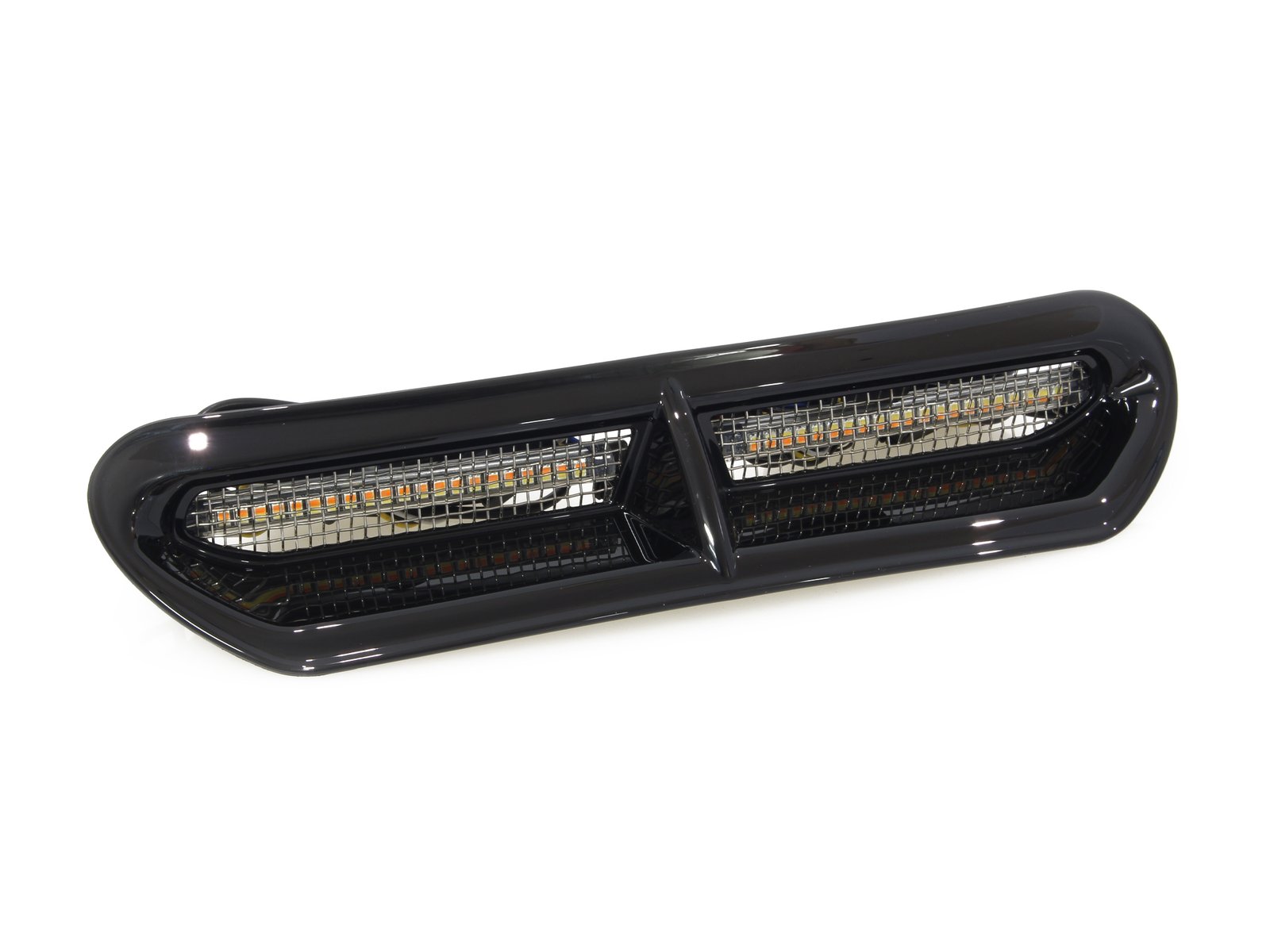 LED Batwing Vent Insert With Amber & White LED's - Black. Fits Touring 2014-2023 - Custom Dynamics