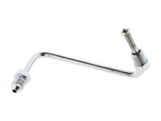 Brake Line S-Bend Adapter. Fits on the Front Triple Tree T-piece when using Braided Brake lines. AN3 Male x 3/8in.-24 Inverted Flare Male. - Goodridge