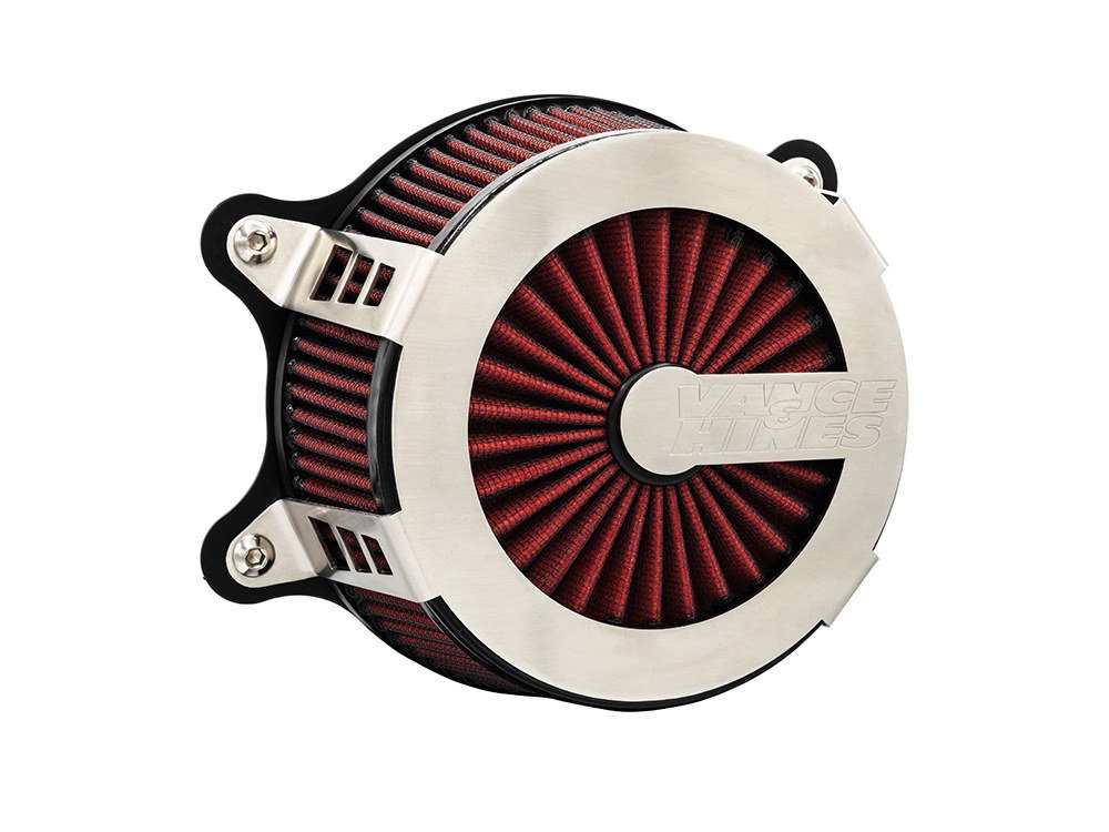 VO2 Cage Fighter Air Cleaner Kit - Brushed Stainless Steel. Fits CVO Touring 2023up, Street Glide & Road Glide 2024up, Touring 2025up & Softail 2025up - Vance And Hines